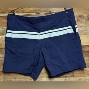 J Crew Original swim trunks shorts mesh lined white stripe classic mid thigh 32